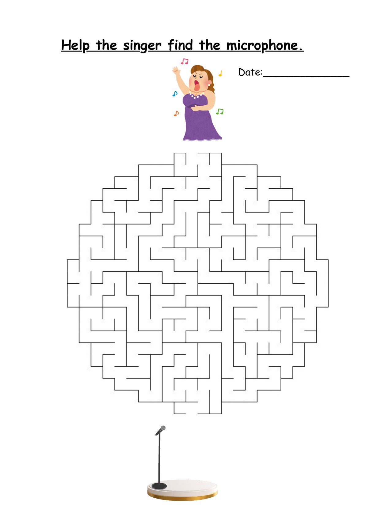 Music-themed maze activity